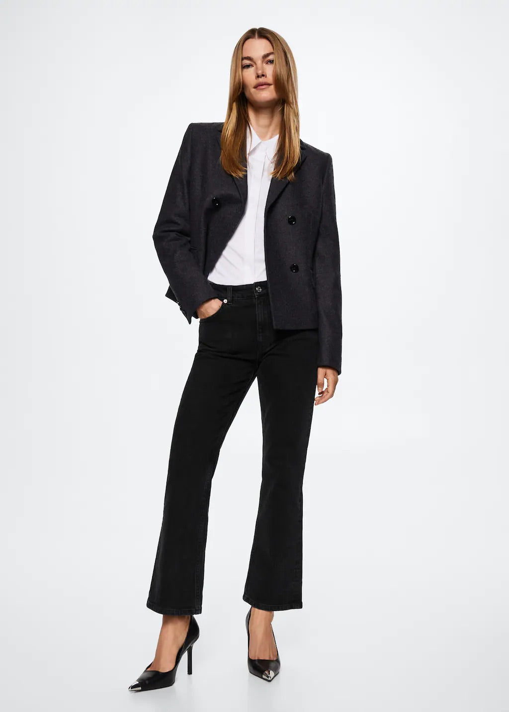 Medium-rise flared jeans