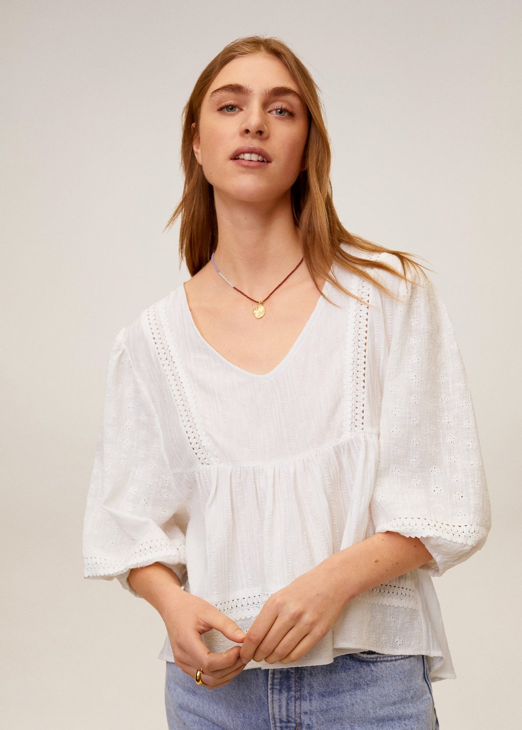 Embroidered cotton blouse