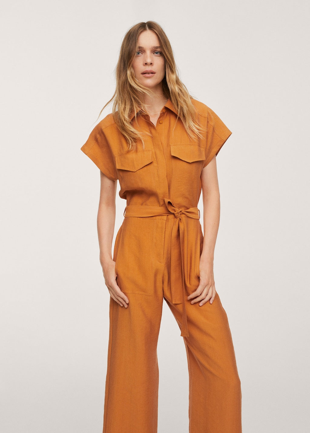 Lyocell jumpsuit with belt