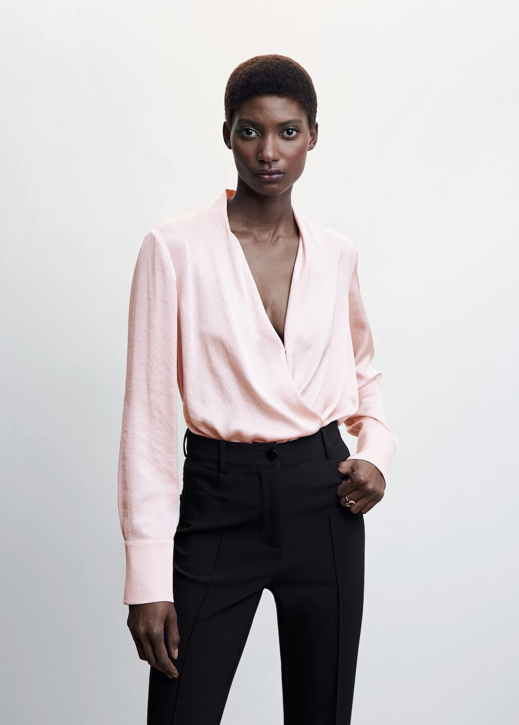 Satin wrap blouse