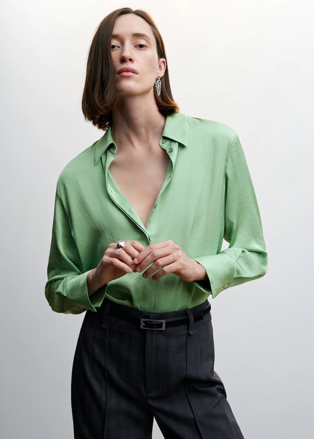 Satin finish flowy shirt