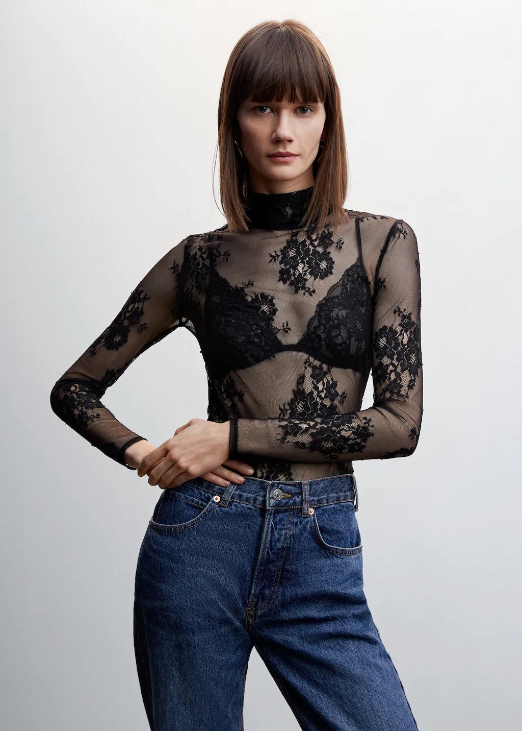 Floral lace T-shirt