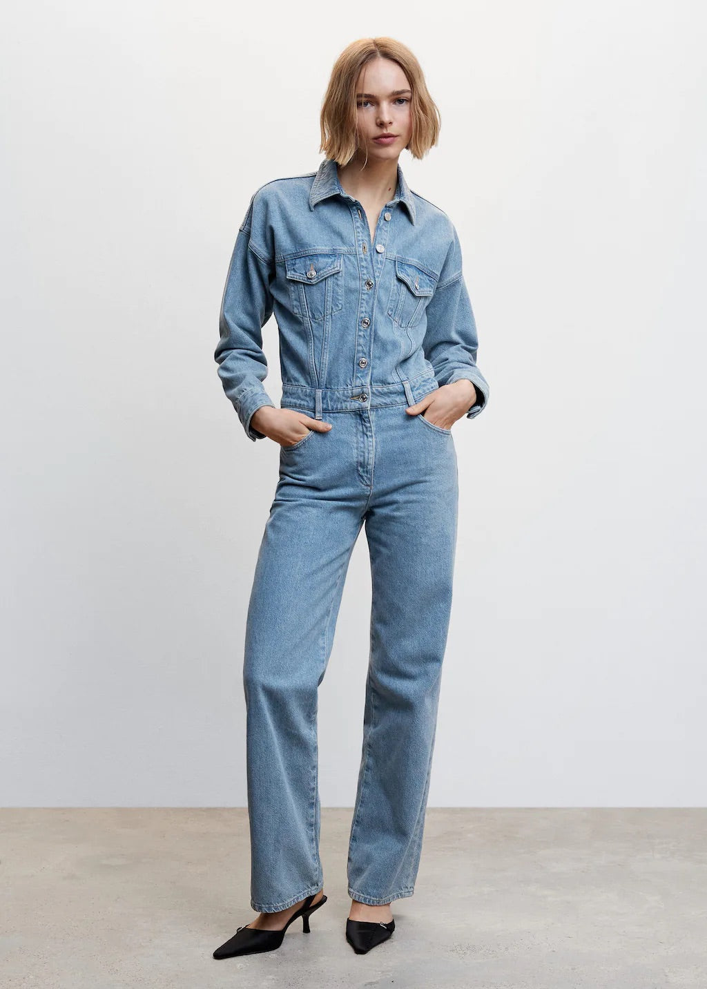 Long denim jumpsuit