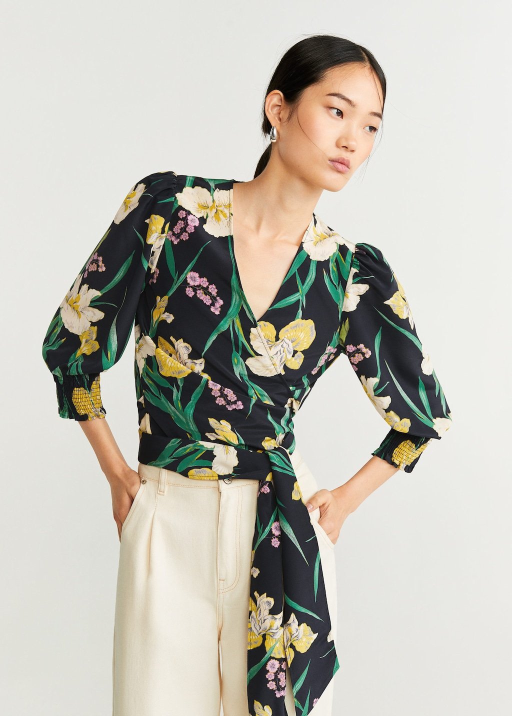 Wrap floral blouse