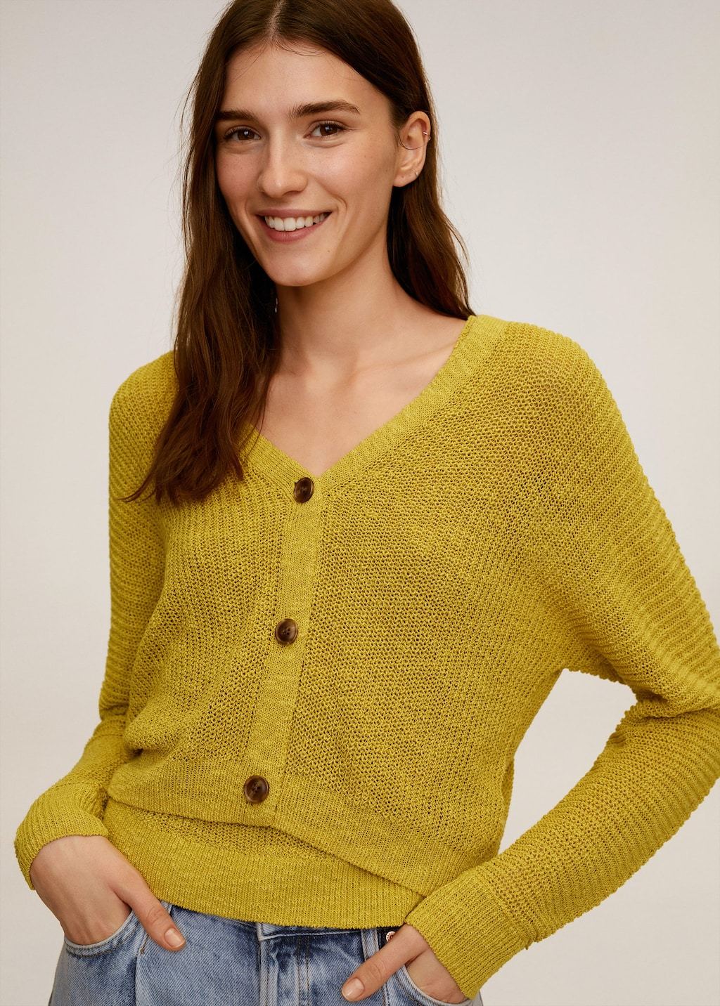 Linen cotton knit cardigan