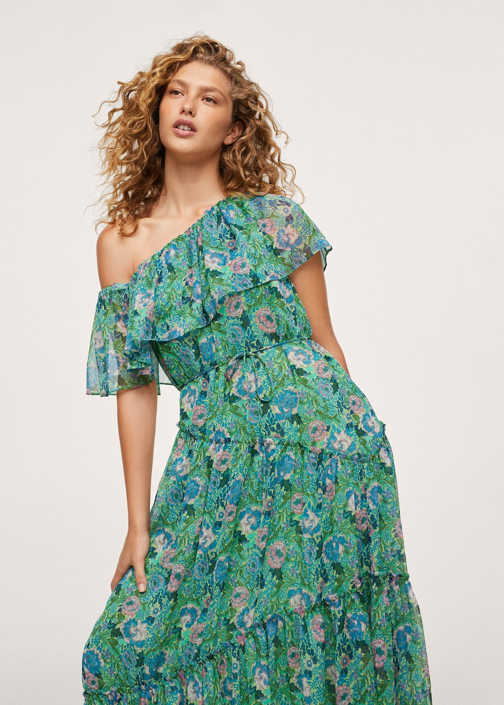 Ruffle printed dress