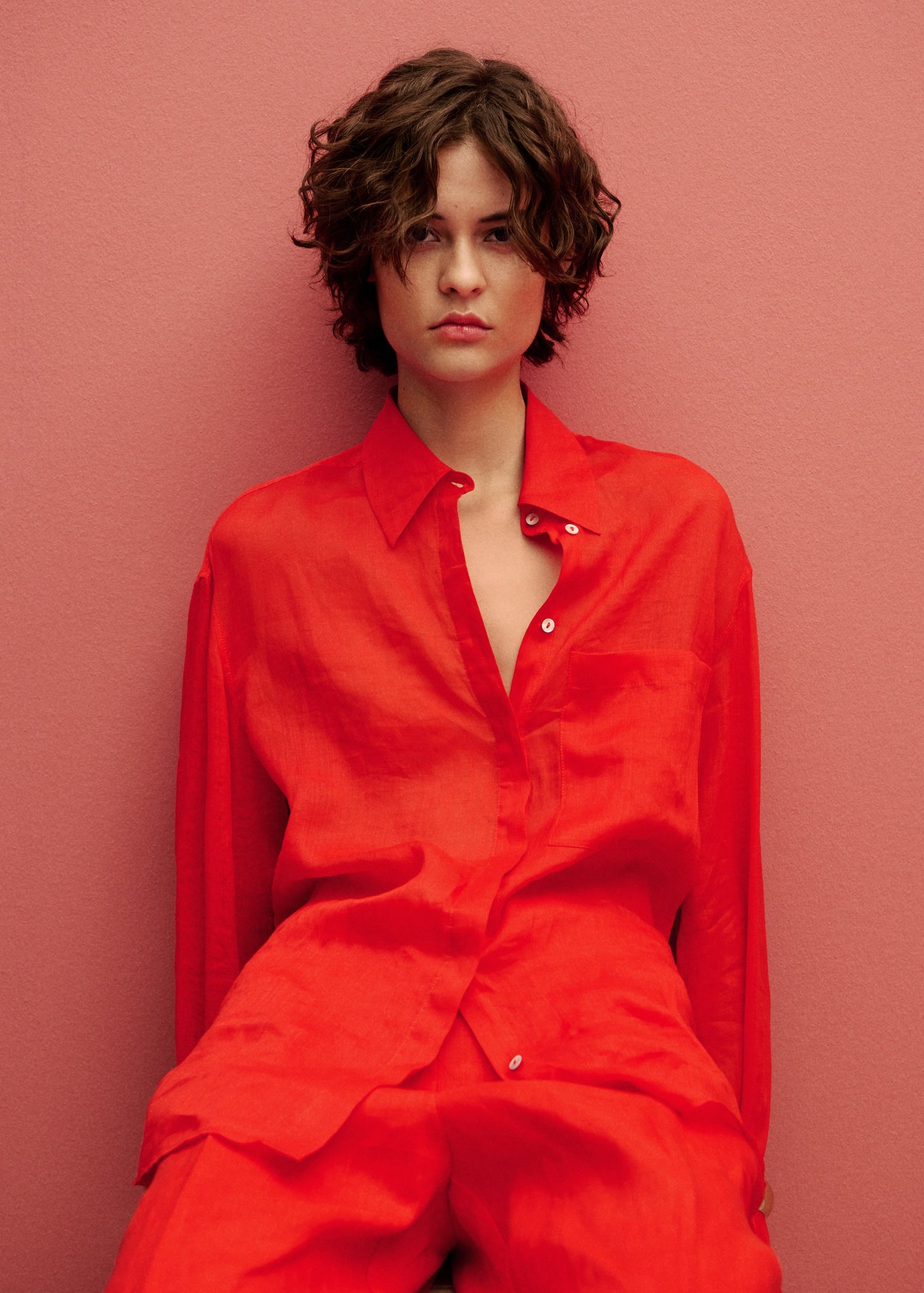 Ramie shirt with pocket