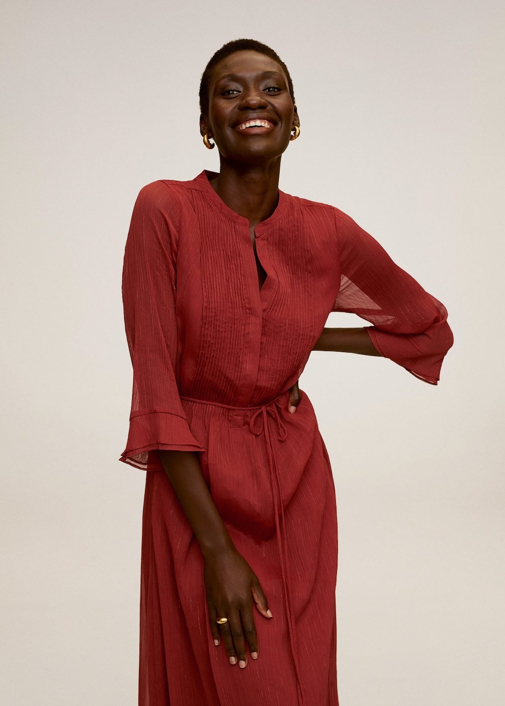 Metallic thread midi dress