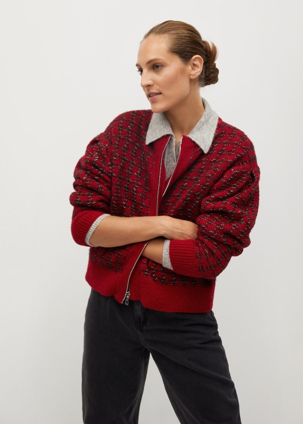 Textured knit cardigan