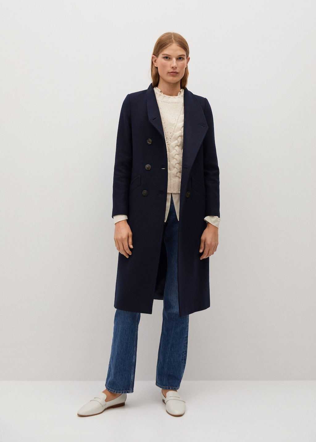 NAVY Manteco wool double-breasted coat