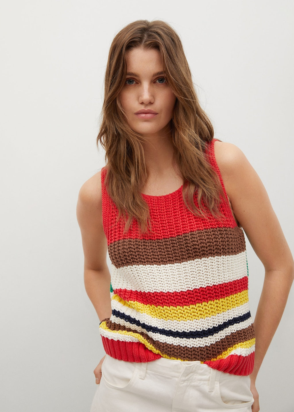 Multicoloured knitted top